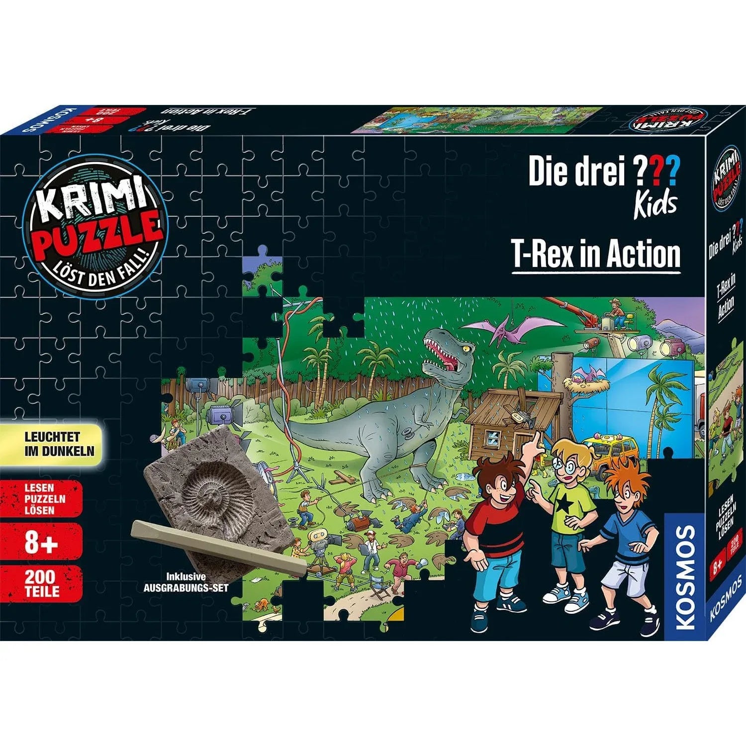 KOSMOS 697983 Dino Crime Puzzle 200-Piece Glow-in-the-Dark Mystery - Gomix Brands Outlet